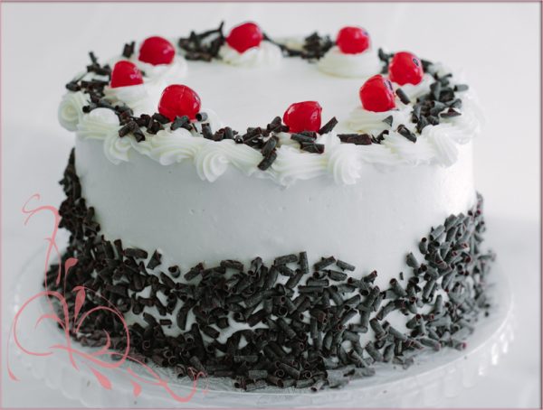 Black forest chocolate cake with cherry filling